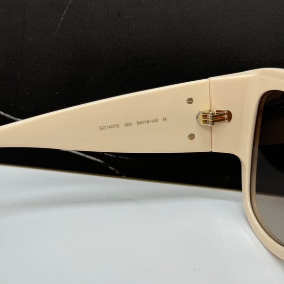 NEW GG1407S 004 GUCCI SQUARE IVORY BROWN WOMEN SUNGLASSES GUCCI - Picture 12 of 14